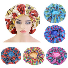 Load image into Gallery viewer, Women African Floral Print Satin Night Sleep Bonnet Hat Hair Care Cap Head Wrap Large Head Wear Ladies Headwrap Hair Care Hat
