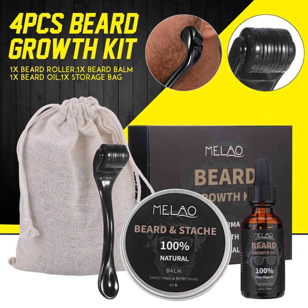 Beard Growth Kit Barbe Hair Growth Enhancer Set Beard Nourishing Growth Essential Oil Facial Beard Care with Beard Growth Roller