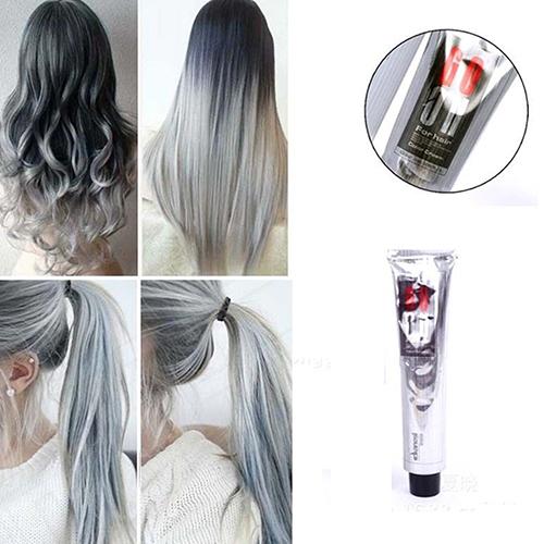 New 1Pc 100Ml Fashion Smoky Gray Punk Style Light Gray Silver Color Nature Permanent Super Hair Dye Cream Girls Beauty Hair