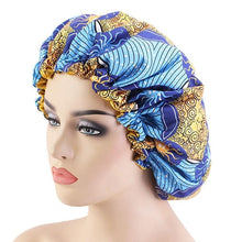 Load image into Gallery viewer, Women African Floral Print Satin Night Sleep Bonnet Hat Hair Care Cap Head Wrap Large Head Wear Ladies Headwrap Hair Care Hat
