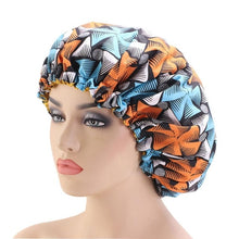 Load image into Gallery viewer, Women African Floral Print Satin Night Sleep Bonnet Hat Hair Care Cap Head Wrap Large Head Wear Ladies Headwrap Hair Care Hat
