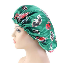 Load image into Gallery viewer, Women African Floral Print Satin Night Sleep Bonnet Hat Hair Care Cap Head Wrap Large Head Wear Ladies Headwrap Hair Care Hat
