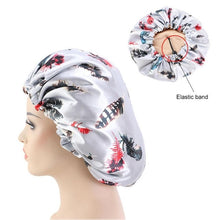 Load image into Gallery viewer, Women African Floral Print Satin Night Sleep Bonnet Hat Hair Care Cap Head Wrap Large Head Wear Ladies Headwrap Hair Care Hat
