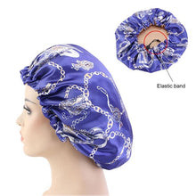 Load image into Gallery viewer, Women African Floral Print Satin Night Sleep Bonnet Hat Hair Care Cap Head Wrap Large Head Wear Ladies Headwrap Hair Care Hat
